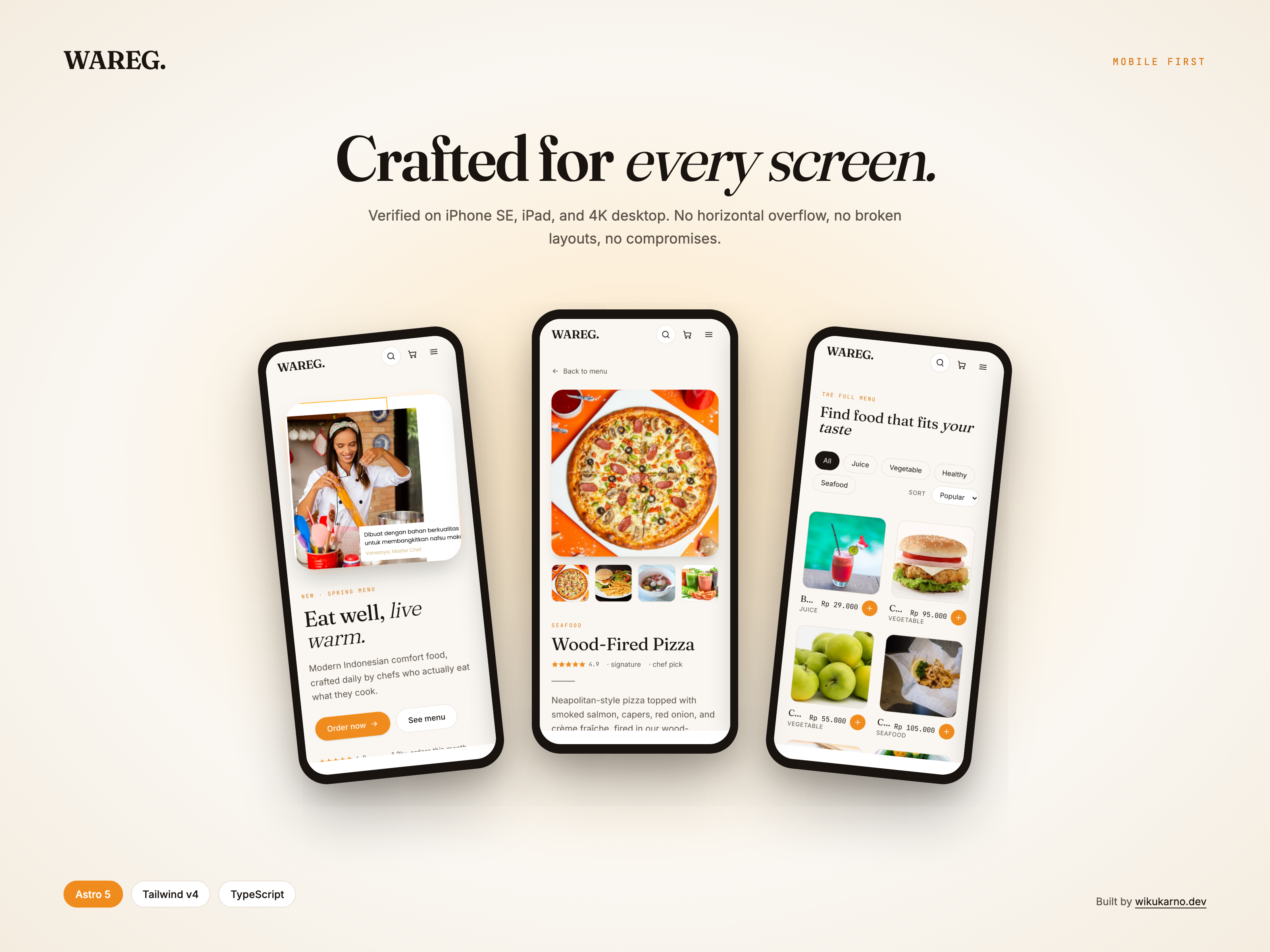 Wareg Restaurant – Modern Food Ordering Landing